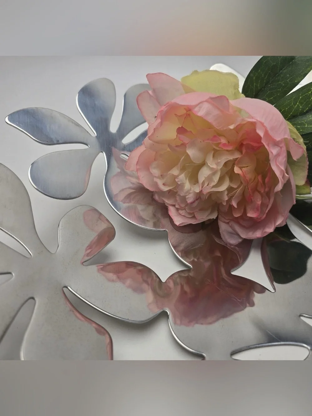 Vintage IKEA STOCKHOLM Monika Mulder 17” Stainless Steel Floral Bowl